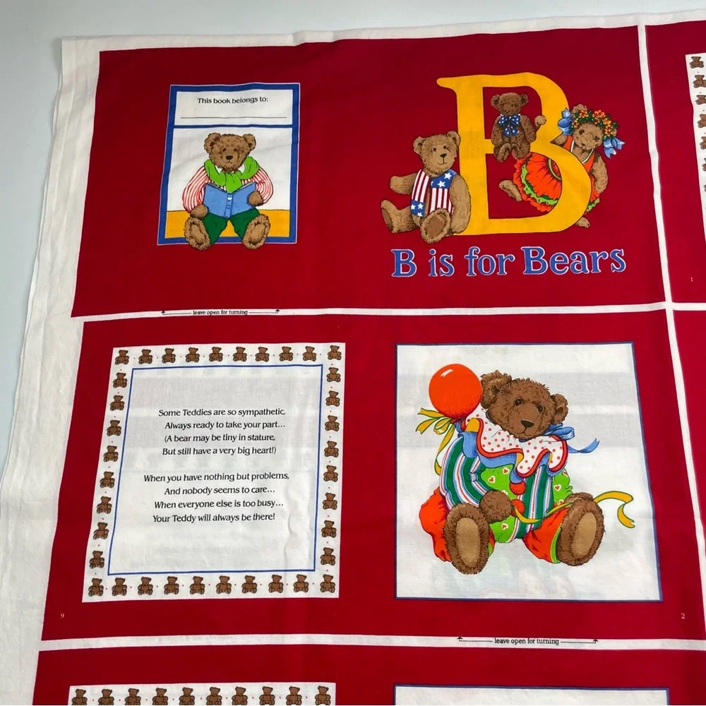 Cloth Book Kit B is for Bears Children DIY‎ Sewing Set of 2 Fabric Panels Craft
